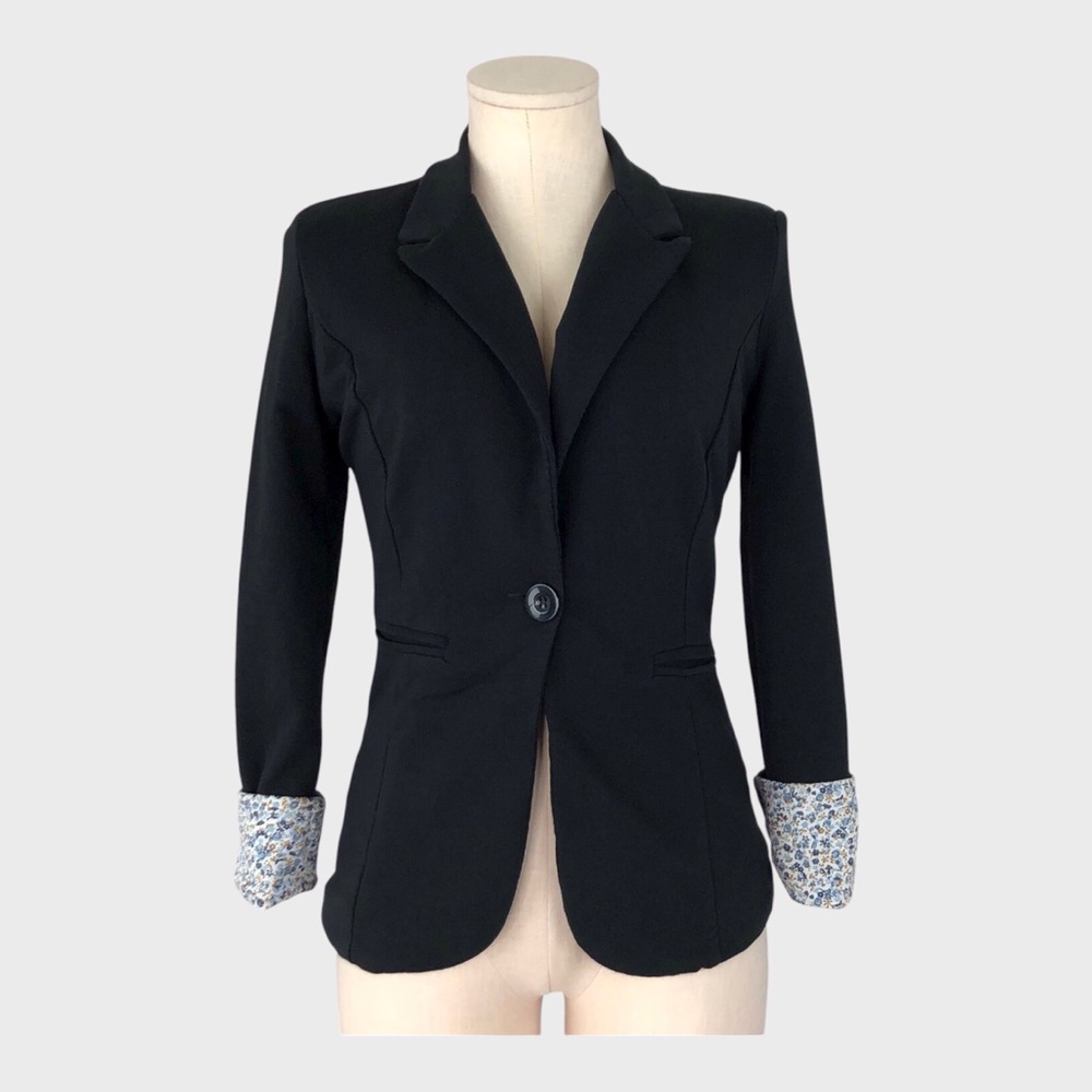 Floral Cuff Tailored Stretch Blazer Jacket